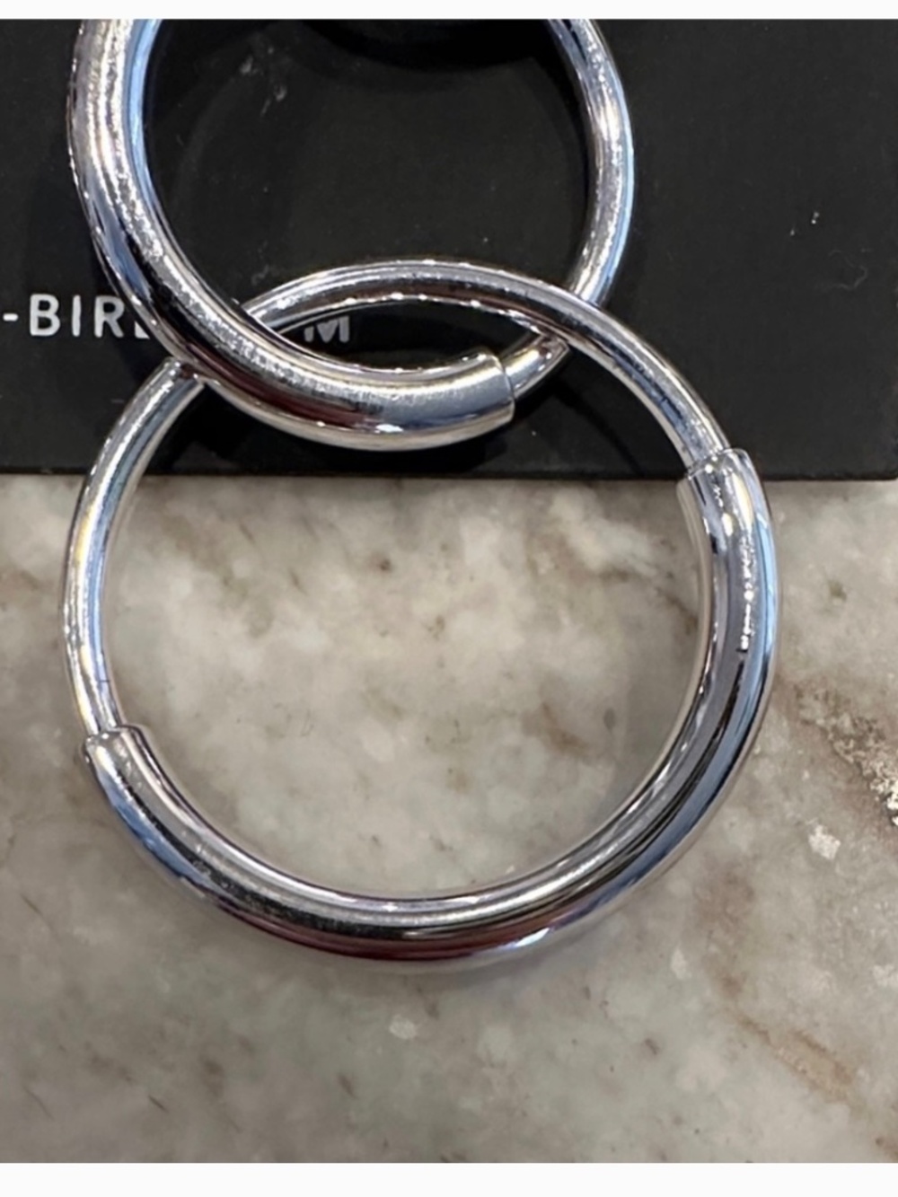 NWT Jenny Bird Ossie Earrings Silver Statement Hoops Sculptural Drop - Picture 3 of 4
